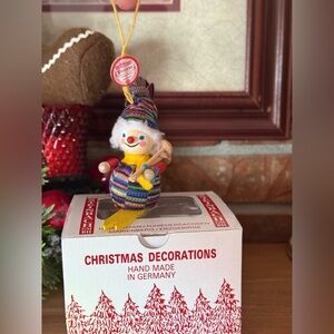 Ulbricht Collectible Clown Multicolor Striped Ornament with Yellow String New